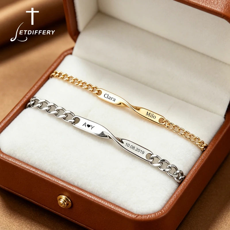 Pulsera de pareja personalizada con diseño de cinta de Moebius