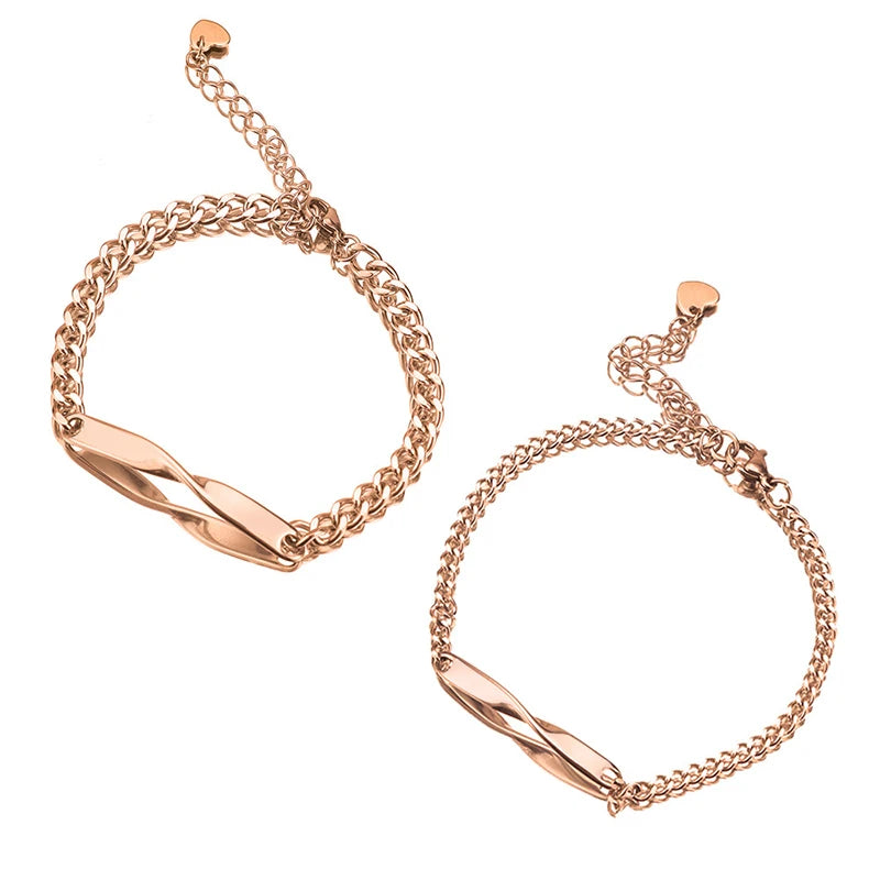 Pulsera de pareja personalizada con diseño de cinta de Moebius